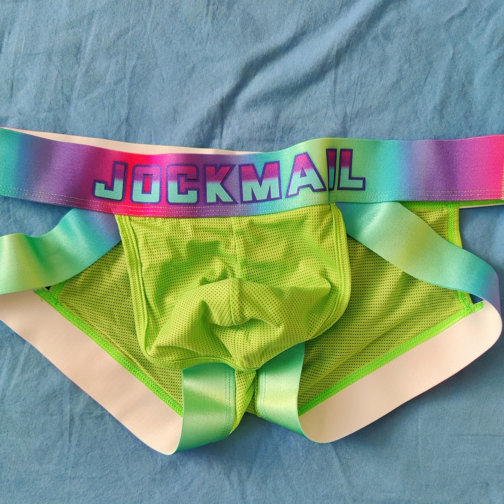 Jockmail Neon Green Mesh Briefs